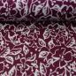 Preview: Stretch-Satin Martha, cremefarbenen Blumen auf Bordeaux